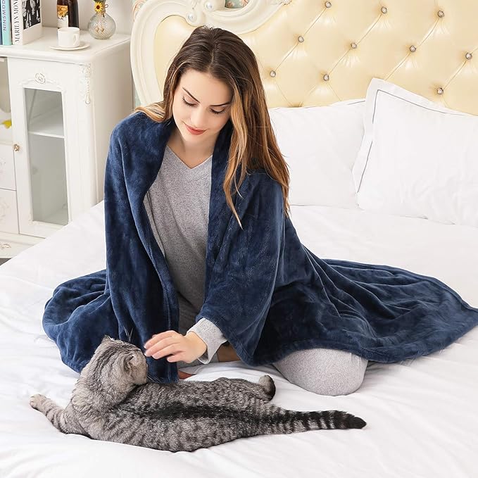 KMUSET Fleece Blanket Throw Size Navy Lightweight Super Soft Cozy Luxury Bed Blanket Microfiber Factory Shop