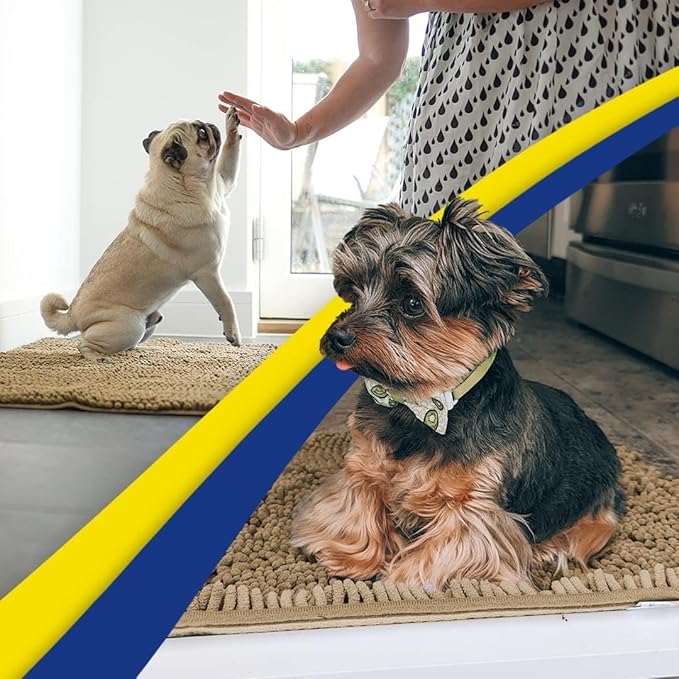 Muddy Mat® | Super Absorbent Door Mat Indoor, Microfiber Quick Dry Chenille Entryway Rug, Non-Slip Front Door Mat, Indoor Mats for Entryway, Machine Washable Pet Rug, Beige 36"x72"