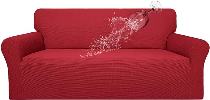 Easy-Going 100% Waterproof Couch Cover, Dual Waterproof Sofa Cover, Stretch Jacquard Sofa Slipcover, Leakproof Furniture Protector for Kids, Pets, Dog and Cat (Sofa, Christmas Red)