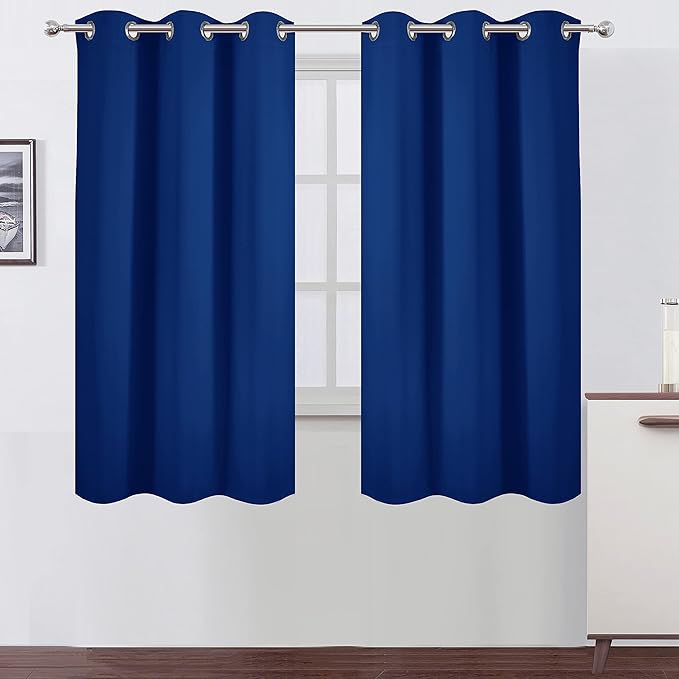 LEMOMO Blackout Curtains 42 x 63 inch/Royal Blue Curtains Set of 2 Panels/Thermal Insulated Room Darkening Bedroom Curtains