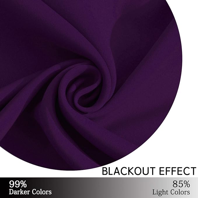 Yakamok Blackout Curtains Room Darkening Thermal Insulated with Grommet Window Curtain for Bedroom, 38 x 63 inch,Purple, 2 Panels