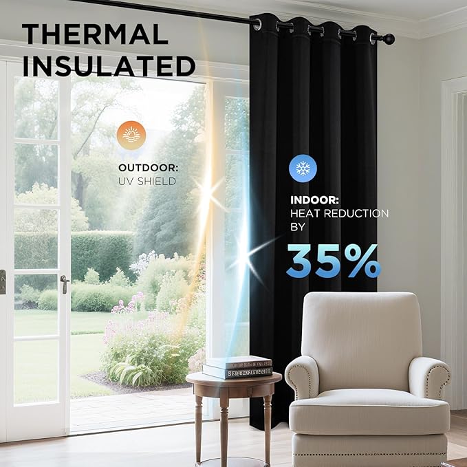 Joydeco Blackout Curtains 84 Inch Length 2 Panels Set, Thermal Insulated Long Drapes 2 Burg, Room Darkening Grommet Drapes for Living Room Bedroom Window
