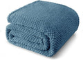 Whale Flotilla Queen Size Fuzzy Fleece Blanket, Fluffy Warm Soft Jacquard Bed Blankets for All Season, Lightweight and Cozy, 90x90 Inch, Slate Blue