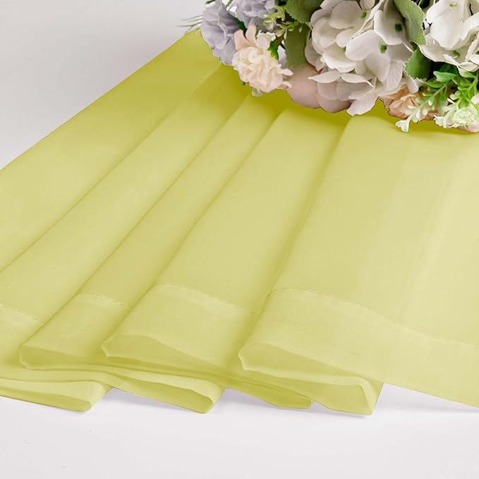 OWENIE Sheer Lemon Curtains for Bedroom Living Room 63 Inch Length 2 Panels Set, Modern Soft Solid Light Filtering Sheer Curtains for Dining Room, Rod Pocket Window Treatments, Lemon, 42" Wx63 L