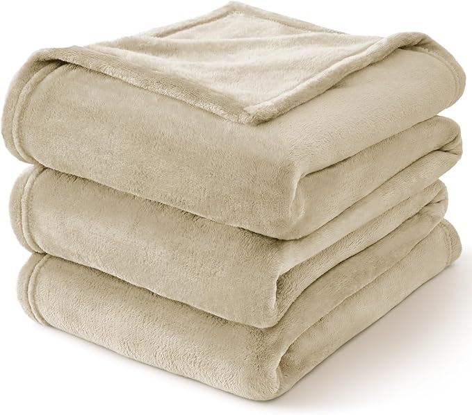 BEDELITE Fleece Blanket Linen Throw Blanket for Couch & Bed, Luxury Plush Cozy Fuzzy Blanket 50" x 70", Super Soft Warm Lightweight Fall Throw Blanket for Travel Camping