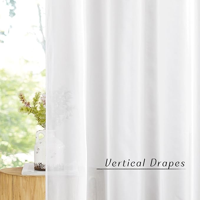 NICETOWN Sheer Curtains Panels for Bedroom - Soft Ivory Voile Drapes Balance Light for Nursery/Living Room (2 Panels, W54 x L72 Inches)