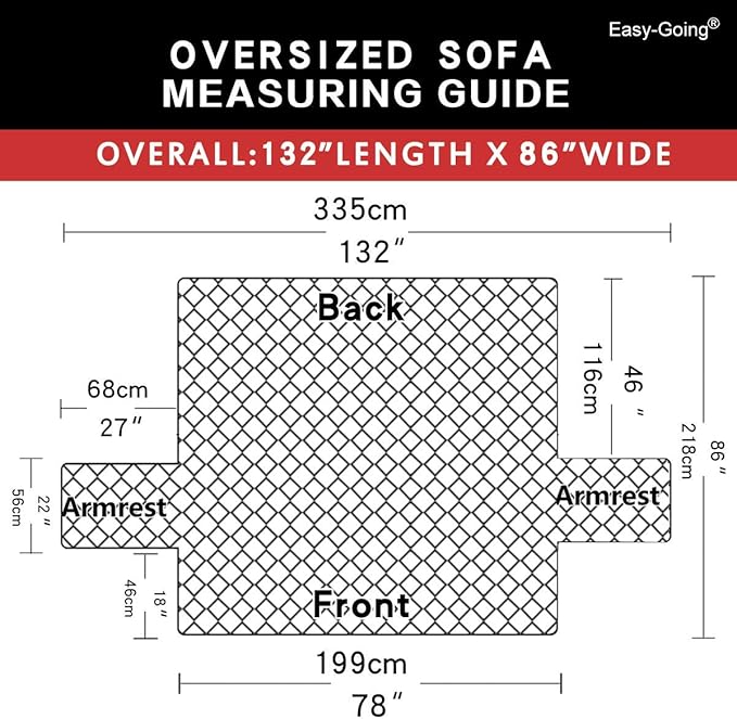 Easy-Going Reversible Oversized Couch Cover for 3 Cushion Couch Sofa Cover for Dogs Water Resistant Furniture Cover (Oversized Sofa, Gray/Light Gray)