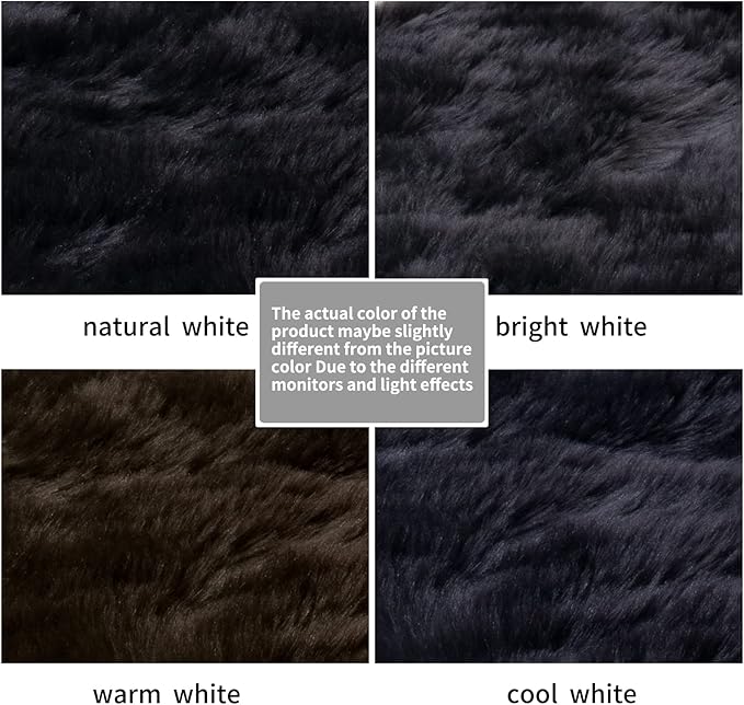 Ciicool Round Fur Fluffy Area Rug for BedroomRound Fur Fluffy Area Rug for Bedroom, Black Faux Fur Rugs Furry Circle Rug