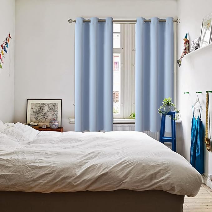 BGment Blackout Curtains for Living Room - Grommet Thermal Insulated Room Darkening Curtains for Bedroom, 2 Panels of 42 x 63 Inch, Spa Blue