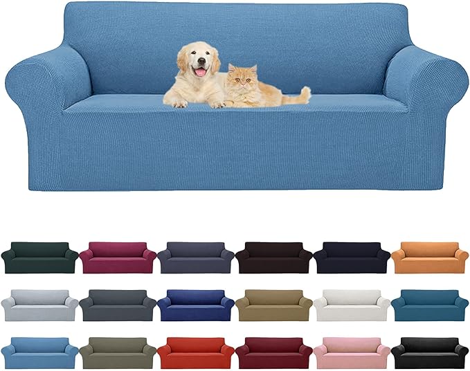Cupuamon 2026 New Stretch Oversized Sofa Slipcovers Couch Sofa Cover for 4 Seater Furniture Protector Covers with Elastic Bottom Jacquard Fabric Small Checks for Pets, Kids - Riverside