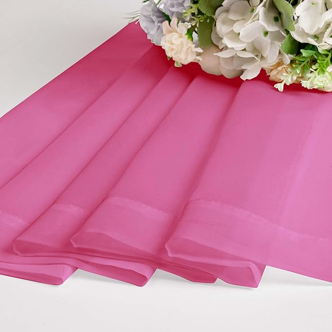 OWENIE Hot Pink Sheer Curtains for Bedroom Living Room 96 Inches Long 2 Panels Set, Soft Solid Light Filtering Clear Sheer Ceiling to Floor for Large Window, 2Pcs, Each 42" W x 96" L, Hot Pink
