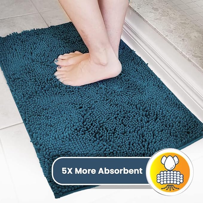 Muddy Mat® | Super Absorbent Door Mat Indoor, Microfiber Quick Dry Chenille Entryway Rug, Non-Slip Front Door Mat, Indoor Mats for Entryway, Machine Washable Pet Rug, Atlantic Blue 24"x120"