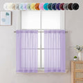 Chyhomenyc Sheer Lilac Tier Curtains 24 Inch Length, Small Window Curtains Treatment for Bathroom Living Room Basement, Short Rod Pocket Cafe Curtain, 42W x 24L Inches, 2 Panels