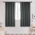 Deconovo Rod Pocket and Back Tab Curtains Room Darkening Curtain Blackout Thermal Insulated Window Curtains for Bedroom 52Wx63L Inch Dark Grey 2 Panels