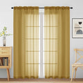 Gold Sheer Curtains for Window 72 inches Long 2 Panels Set, Soft Airy Modern Light Filtering Sheer Curtains for Living Room Bedroom, Dual Rod Pocket Solid Window Drapes, 2x42Wx72L inches