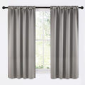 NICETOWN Room Darkening Cafe Satin Curtains for Small Windows, 42" Wide by 63" Long, 2 Panels, Chrome Gray, Rod Pocket Privacy Blackout Drapes for Play Room