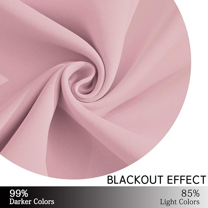 Yakamok Pink Blackout Curtains 63 Inch Long with Grommet for Kid's Bedroom Light Blocking Room Darkening Thermal Insulated Window Treatment Curtain Drapes for Living Room, 38Wx63L,Pink, 2 Panels