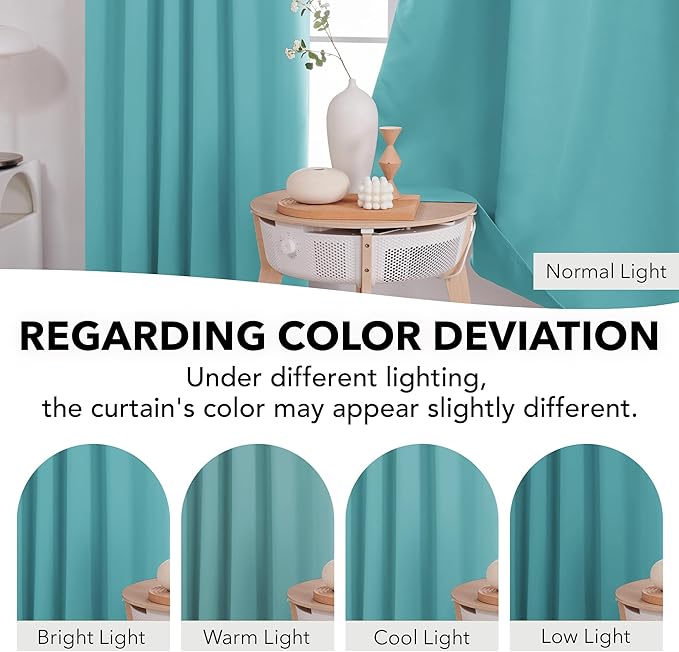 Deconovo Blackout Curtains Back Tab and Rod Pocket Curtains Insulated Thermal Room Darkening Drapes for Bedroom 52Wx84L Inch Teal 2 Panels
