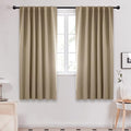 Deconovo Solid Room Darkening Panels Back Tab and Rod Pocket Curtains Blackout Thermal Insulated Curtains for Living Room 52Wx63L Inch Khaki 2 Panels