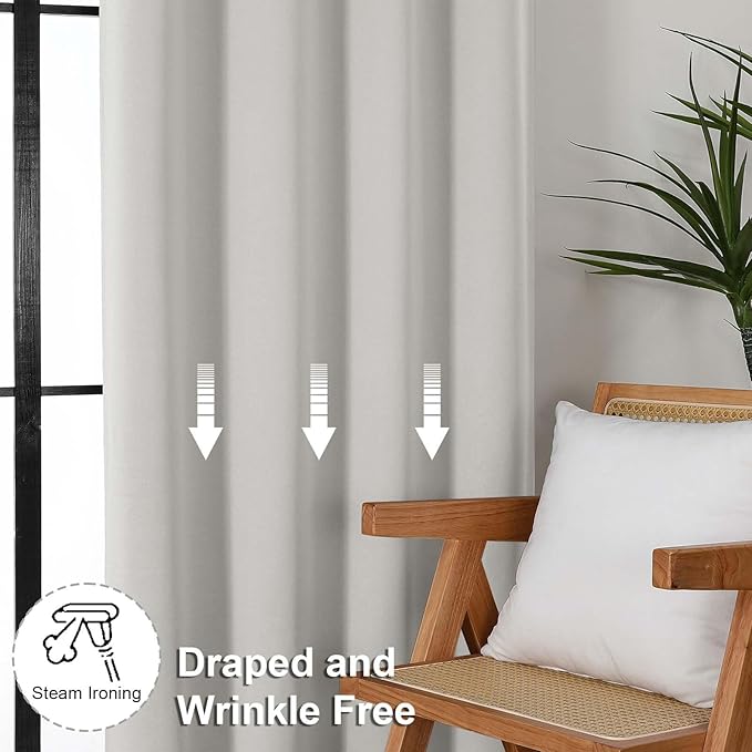Simplebrand Ava Natural Blackout Curtains for Bedroom, 78 Inch Length, 2 Panels Set, Privacy Thermal Insulated Rod Pocket Window Curtains for Patio, French Door, W40 x L78 Inch