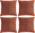 Fancy Homi 4 Packs Rust Decorative Throw Pillow Covers 26x26 Inch for Living Room Couch Bed Sofa, Terracotta Rustic Farmhouse Boho Home Decor, Soft Plush Striped Corduroy Square Cushion Case 66x66 cm