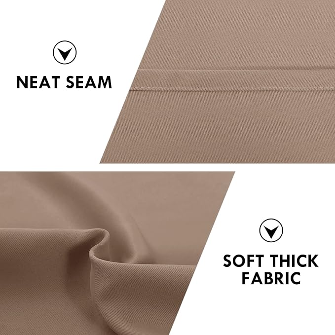 DWCN Blackout Curtains Room Darkening Thermal Insulated Bedroom Curtains Window Curtain Panels, 52 x 54 inches Long, Set of 2 Khaki Rod Pocket Drapes