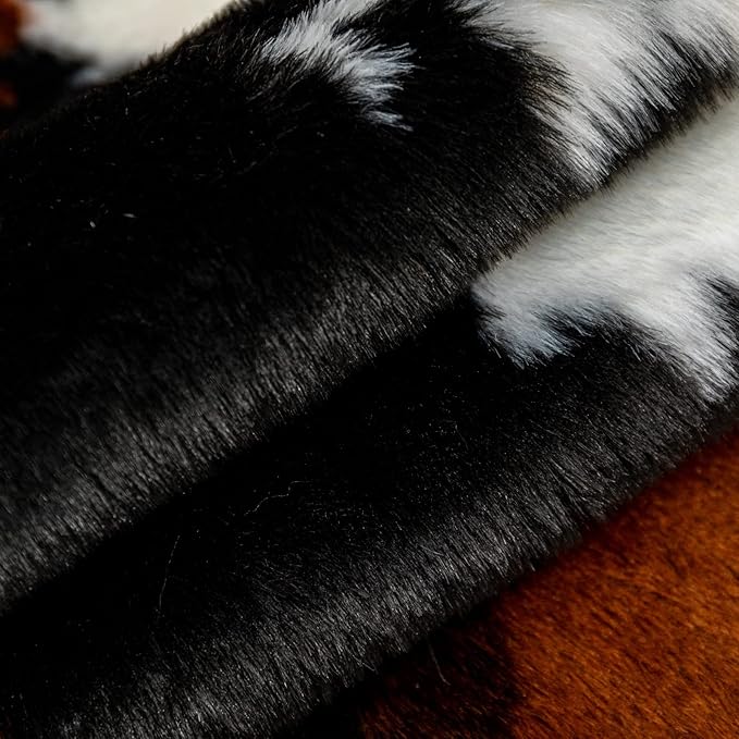 Faux Cowhide Rug Cow Print Area Rug Premium Faux Animal Skin Hide Rugs Tricolor Decor Carpet Non-Slip Small Cowhide Rugs Mat for Bedroom Living Room Office Kitchen 43.3X33.4Inches