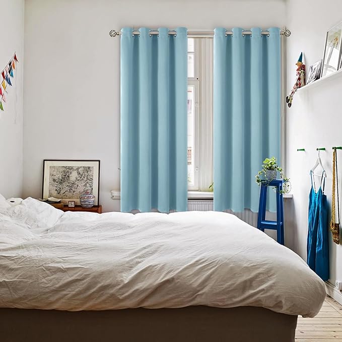 BGment Room Darkening Curtains 72 Inches Long - Grommet Thermal Insulated Drapes Window Treatment Curtains for Bedroom, 2 Panels, 52 x 72 Inch, Greyish Blue