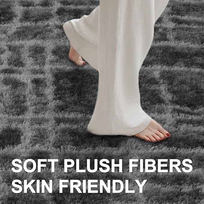 9x12 Ft Extra Large Shag Rugs for Living Room, Ultra Soft Fluffy Furry Area Rugs for Bedroom Indoor Floor, Aesthetic Carpet for Kids Home Decor (Grey)