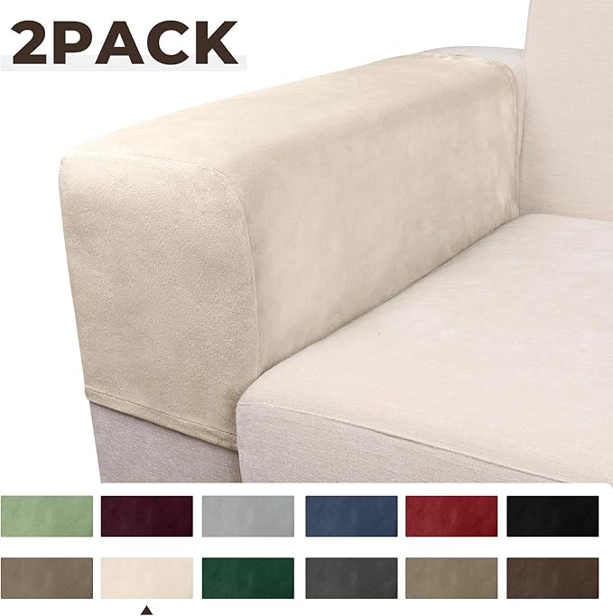 Couch Arm Covers 2 Pcs Sofa Armrest Covers Stretch Couch,Armrest Cover for Chairs Scratch-Resistant Sofa Arm Cover Armchair Slipcovers,Cream