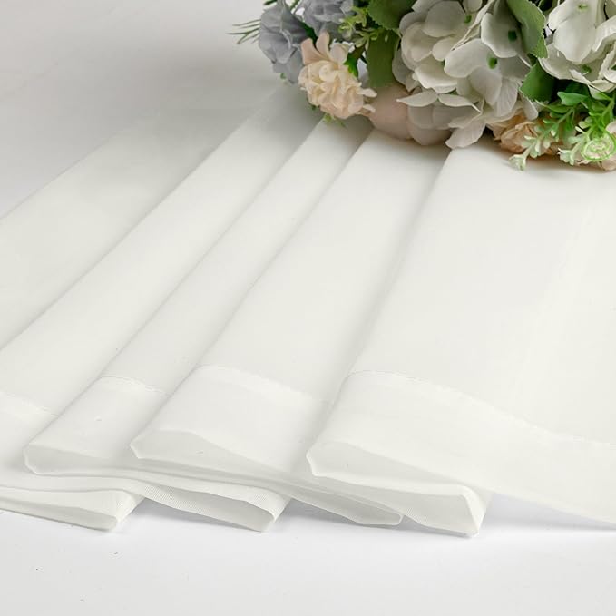 Aiyufeng Ivory Sheer Curtains 90 Inches Long, Light Filtering Rod Pocket Solid Color Window Sheer Curtain Panels, Elegant Curtains & Drapes for Living Room, Bedroom 2 Panels (Ivory, 59" W x 90" L)