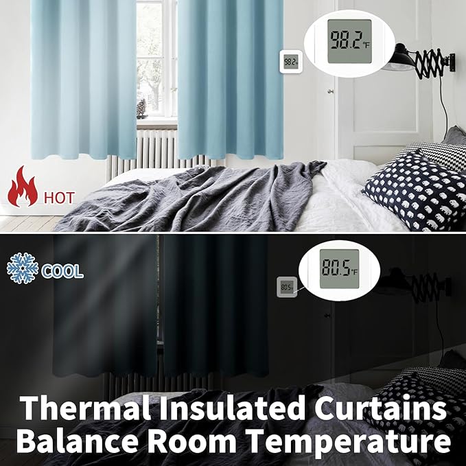 BGment Room Darkening Curtains 63 Inches Long - Grommet Thermal Insulated Drapes Window Treatment Curtains for Bedroom, 2 Panels, 42 x 63 Inch, Greyish Blue