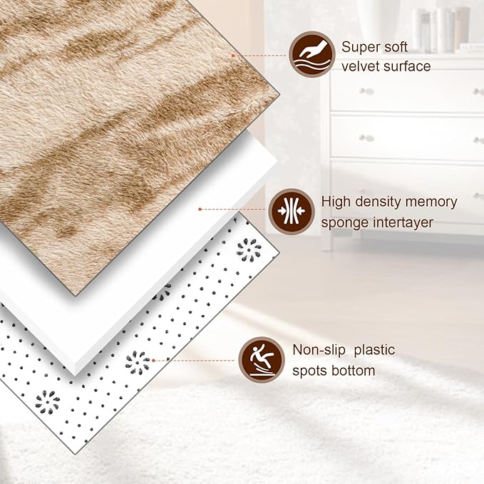 TWINNIS Super Soft Shaggy Rugs Fluffy Carpets, 5x8 Feet, Indoor Modern Plush Area Rugs for Living Room Bedroom Kids Room Nursery Home Decor, Upgrade Anti-Skid Rectangular Fuzzy Rug, Beige Brown