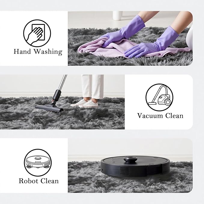 8x10 Area Rugs for Living Room Bedroom, Large Area Rug Shag Shaggy Carpet Soft Plush Furry Bedside Rug, Rugs for Home Decor (Dark Grey Tie-Dyed, 8 x 10 Feet)