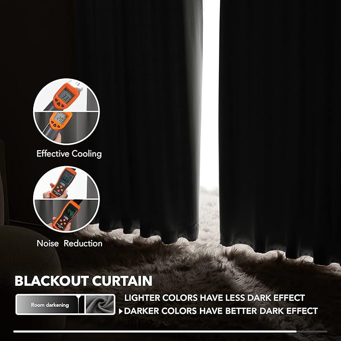 Deconovo Blackout Curtain Panels Window Draperies Rod Pocket/Back Tab Curtains Thermal Insulated Blackout Curtains for Bedroom 52Wx84L Inch Light Grey 2 Panels