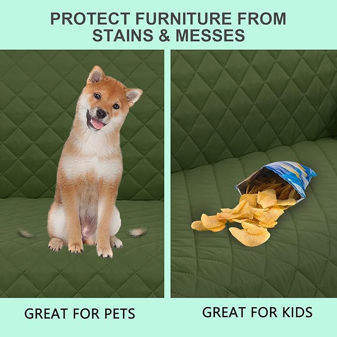 Recliner Chair Covers Reversible Sofa Cover Couch Cover for Pets Lazy Boy Furniture Protector(23''Chair,Huntergreen/Sage)