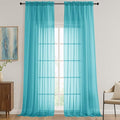 OVZME Sheer Turquoise Curtains 108 Inches Long 2 Panels Set, 59 Inch Extra Wide Lightweight Airy Turquoise Sheer Curtain for Living Room Bedroom, Filmy Voile Rod Pocket, 59Wx108L Inches