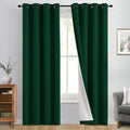 Yakamok 100% Blackout Curtain Panels 84 inches Cold and Light Blocking Drapes for Nursery, 2 Thick Layers Thermal Insulated Draperies (2 Pieces, 50 Wide Each Panel, Dark Green/White Backing)