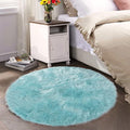Latepis Blue Round Rugs 6ft Faux Sheepskin Fur Large Circle Rug for Living Room Bedroom Fluffy Plush Furry Rug Home Décor