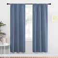 NICETOWN Blackout Curtains for Living Curtains, Home Decoration Solid Thermal Insulated Draperies & Drapes, Blackout Window Curtains for Kitchen (Stone Blue, 2 Panels, 34 in x 72 in (W x L))
