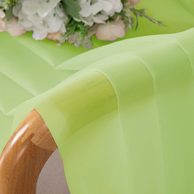 OWENIE Short Lime Sheer Curtains 36 Inch Length 2 Panels Set, Kitchen Tiers Curtains Light Filter Rod Pocket Voile Cafe Curtain for Basement Bathroom Small Half Window, 42" W x 36" L, Lime