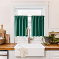RYB HOME 100% Blackout Basement Curtains 30 inches Long, Heat & UV Blocking Total Room Darkening Noise Reducing Curtains for Bathroom RV Campers, Dark Green, 2 Panels Set