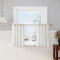 Nanspring Cream Linen Cafe Curtains 30 Inch Length Privacy Light Filtering Semi Sheer Front Door Small Window Curtains Back Tab Rod Pocket Short Curtain for Bathroom Kitchen Basement RV 26x30 Cream