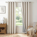 100% Blackout Shield Linen Blackout Curtains for Bedroom, Beige Grommet Curtains for Living Room, Thermal Insulated Room Darkening Drapes for Nursery, Boho Home Decor, 50" W x 96" L, 2 Panels