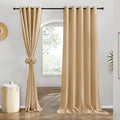 NICETOWN Linen 78 inch Curtains for Kitchen Window, Grommet Thick Flax Linen Burlap Small Window Treatments Privacy Assured with Light Filtering for Cafe/Kids Room, W68 x L78, 2 Panels