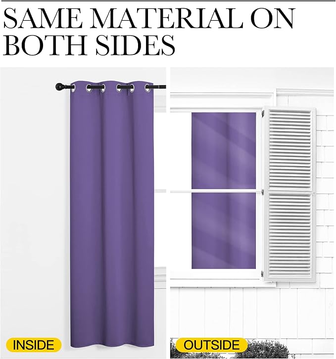 NICETOWN Blackout Curtain Panels for Bedroom, 2 Panels, W42 x L60 inches, Lilac Purple, Thermal Insulated Grommet Top Blackout Draperies and Drapes