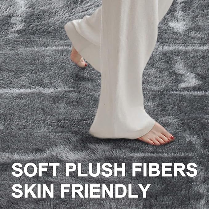Area Rugs for Living Room, 5x7 Feet Soft Fluffy Shagg Plush Rug High Pile Non-Slip Floor Carpet for Bedroom Nursery Kids Home Dorm Decor Grey Star