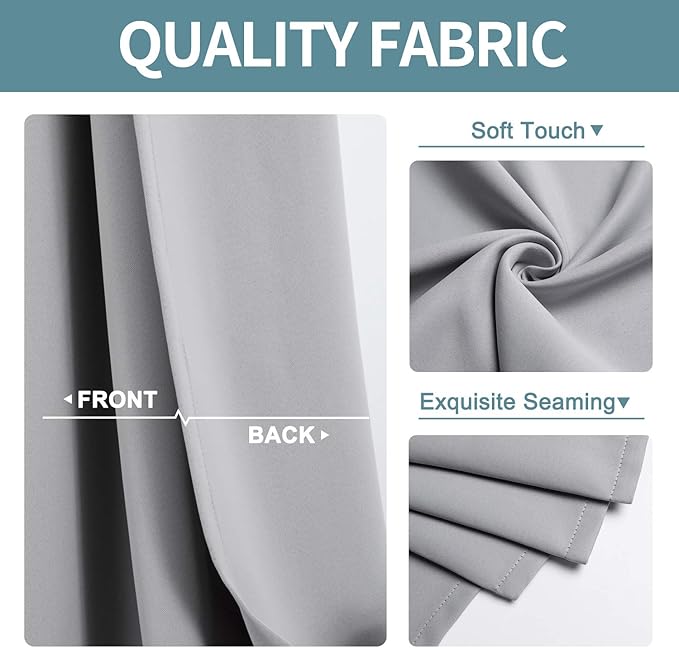ChrisDowa Blackout Curtains 120 Inches Long 2 Panels Set for Living Room, Grommet Thermal Insulated Room Darkening Curtains for Bedroom (Light Grey, 52 x 120 Inch)