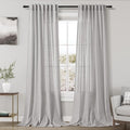 Grey Linen Curtains 90 Inch Length 2 Panels Set for Living Room Rod Pocket Back Tab Pleated Window Curtain Drapes Neutral Rustic Farmhouse Decor Grey Dining Room Curtain 90 Inches Long