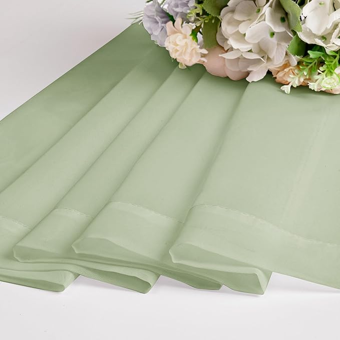 Chyhomenyc Light Green Sheer Curtains 63 Inches Long 2 Panels Set- Light Filtering Curtains for Bedroom, Soft Airy Voile Rod Pocket Living Room Window Drapes, 42Wx63L Inches, 2 PCS